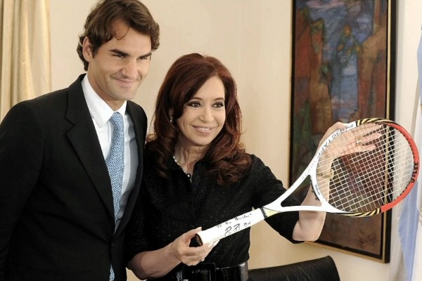 Cristina Fernández de Kirchner y Roger Federer. Foto: TÉLAM