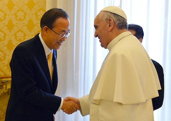 El Papa Francisco recibe a Ban Ki-moon. Foto: PA
