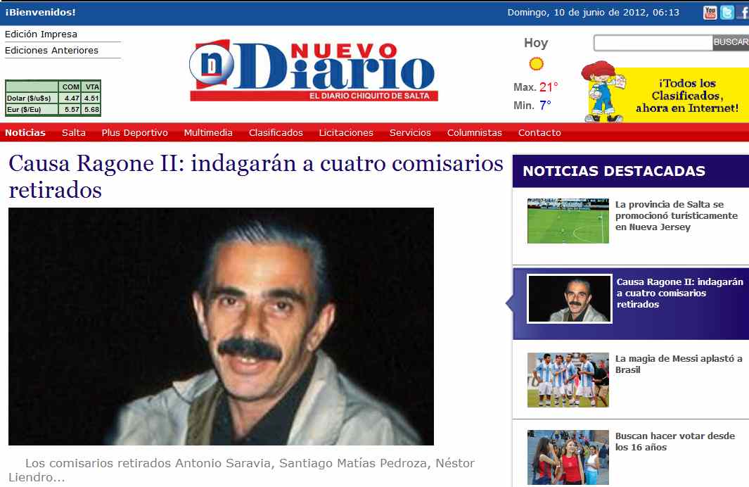 Nuevo Diario de Salta usurpa la foto de Ragone