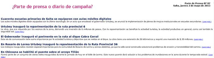Información oficial del gobierno de Salta