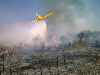 El avión hidrante en acción